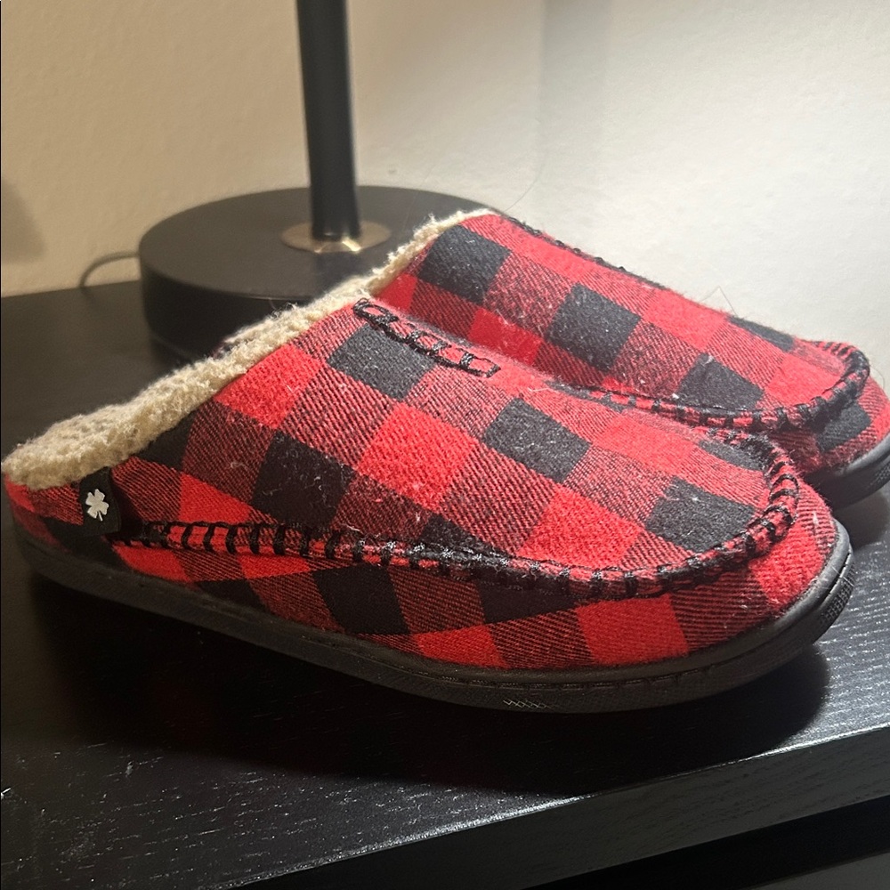 Lucky Brand Kid's Red and Black Checkered Slippers